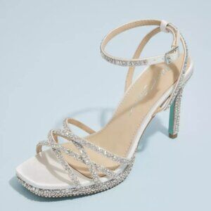 Betsey Johnson Darla Strappy Crystal Micro-Platform Stiletto Heels Size 10